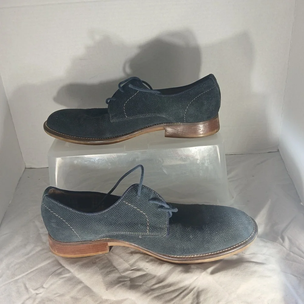 Johnston & Murphy J&M 1850 Mens 9.5 M‎ Navy Blue Suede Perforated Derby Shoes